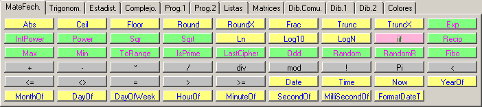 Botones con funciones, procedimentos, etc. (no para ciegos)