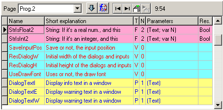 Grid with functions, procedures, etc.